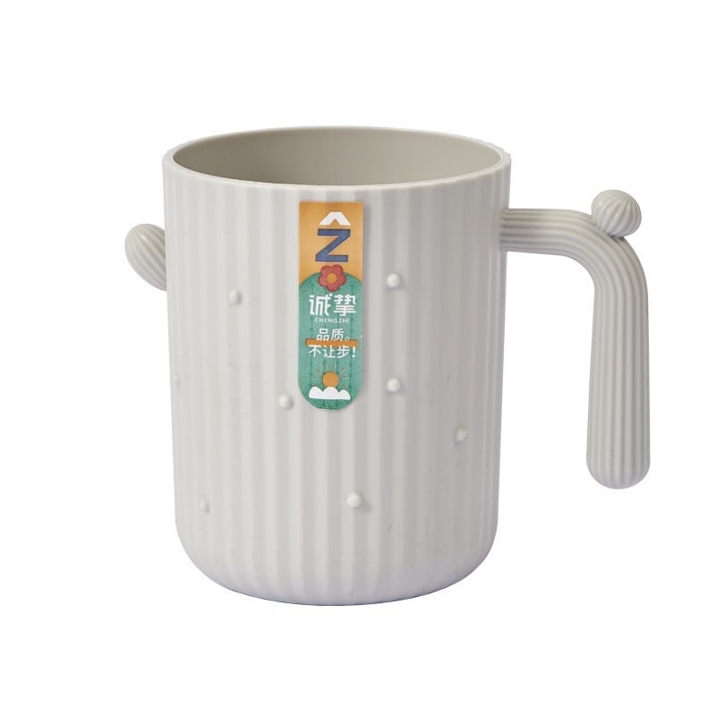 Čašica za ispiranje usta s dizajnom kaktusa, PP plast, okrugla jednoslojna čaša s držalom, otporna na visoke temperature, 62 g