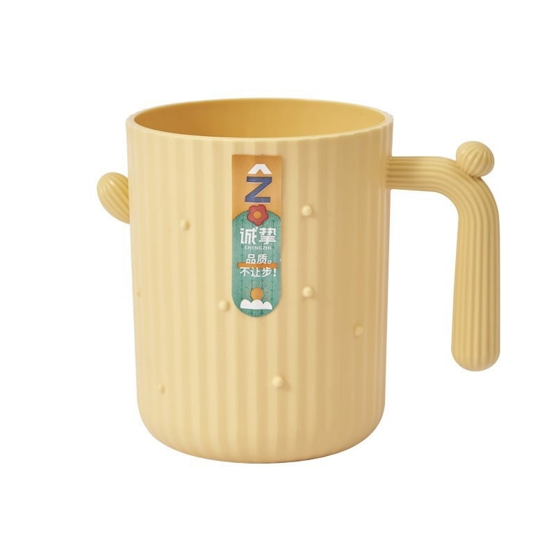 Čašica za ispiranje usta s dizajnom kaktusa, PP plast, okrugla jednoslojna čaša s držalom, otporna na visoke temperature, 62 g