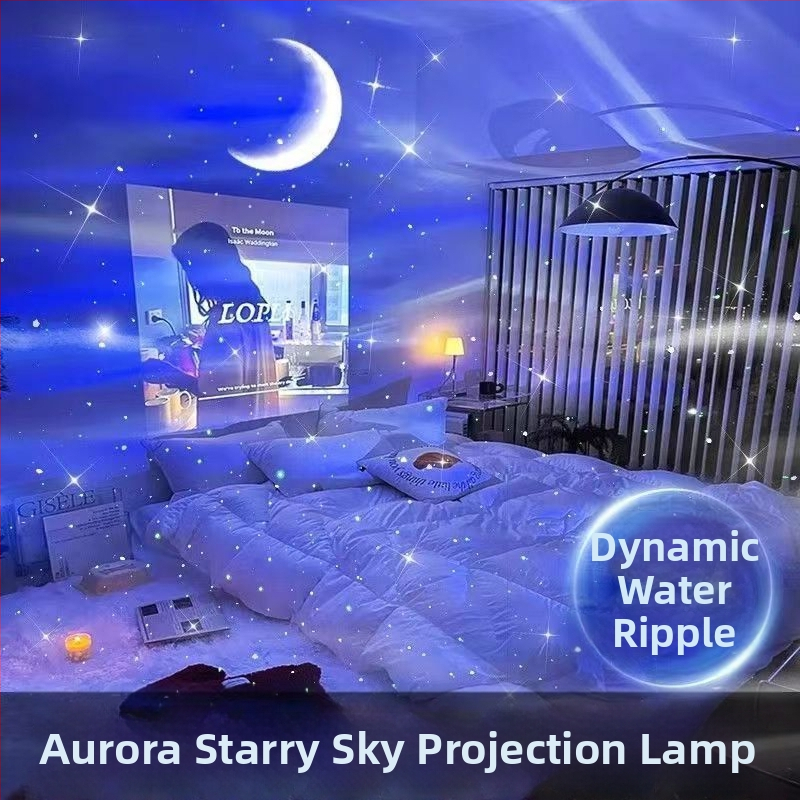 Žvaigždinio dangaus projektorius su LED šviesos šaltiniu, mėnulio ir žvaigždžių projekcija, ambijinis apšvietimas kambaryje, Bluetooth garsiakalbis