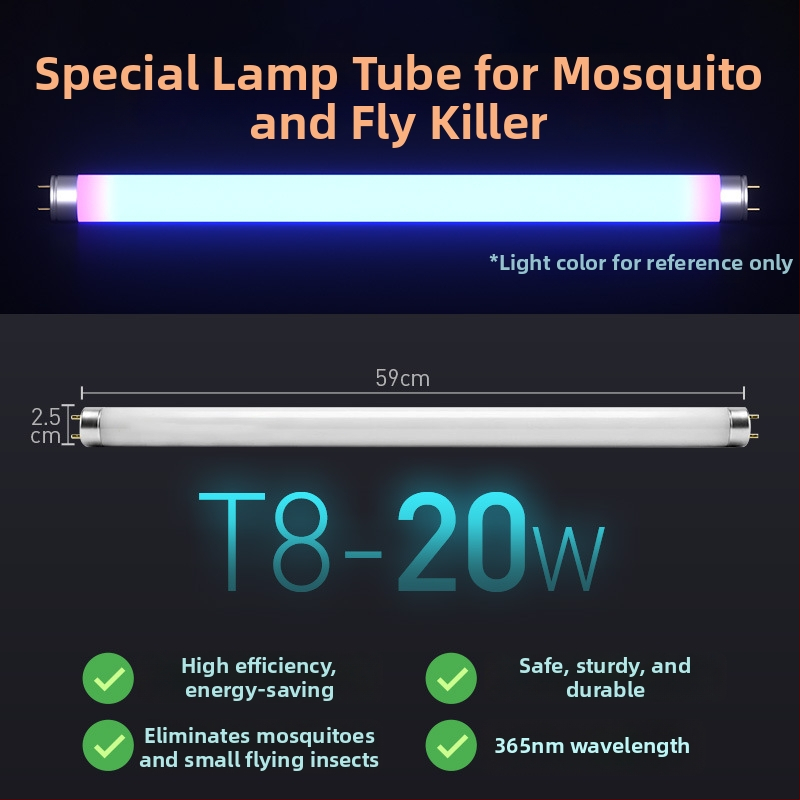 Lampa-cijev za uništavanje komaraca sa lepljivom klopkom, za restorane, model T5-8W/10W, plavo-vijelo svjetlo