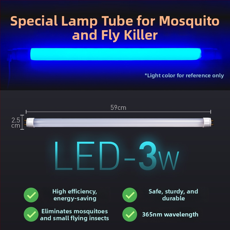 Lampa-cijev za uništavanje komaraca sa lepljivom klopkom, za restorane, model T5-8W/10W, plavo-vijelo svjetlo