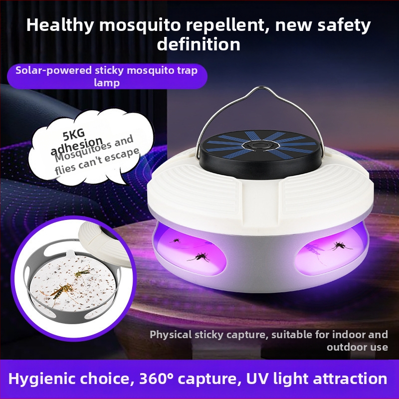 Lipniosios musėmis gaudanti lempute - Saulės energijos įkrovimas, UV-A šviesa, tinkama vidaus ir lauko naudojimui, dengiamas plotas 10 m², baterijos veikimo laikas 8–12 val.