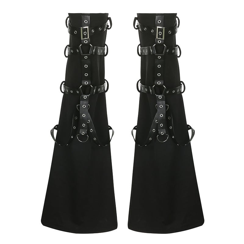 Colanți tricotati, lungime midi, cu catarame, pentru căldură, stil punk, toamna 2023