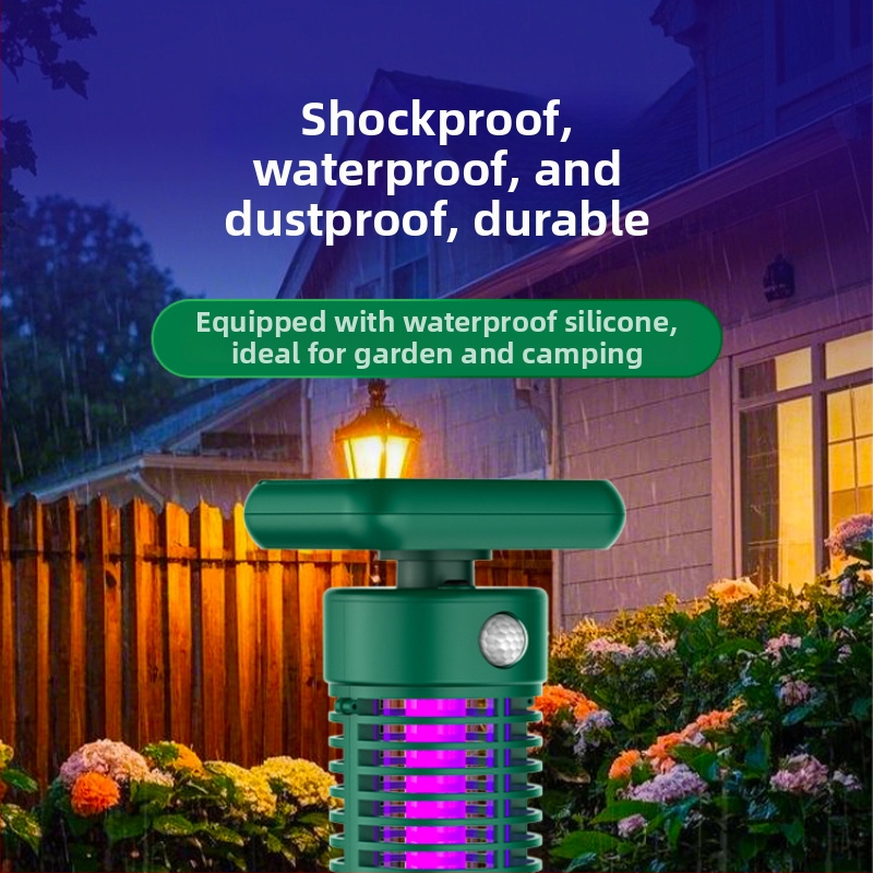 Lauko saulės energijos mušų naikinimo lemputė su elektriniu šoku, UV šviesos gaudyklė, 2000V išvestis, dengia 100 m² ir daugiau, įkraunama ličio baterija