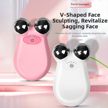 Masirajuci uređaj za lice mikrostrujom, dvostruka glava — vibrirajući tip, kućište ABS + nehrđajući čelik, 5. brzina, Li-Po baterija 5V-1A