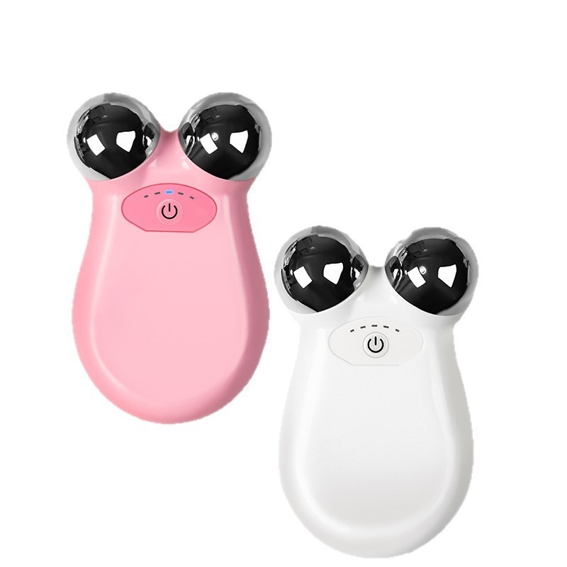 Masirajuci uređaj za lice mikrostrujom, dvostruka glava — vibrirajući tip, kućište ABS + nehrđajući čelik, 5. brzina, Li-Po baterija 5V-1A