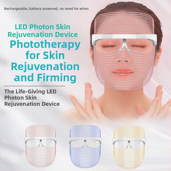 LED maska za lice za obnovu kože, prijenosna baterija 300–500 mAh, IPX2 vodootpornost, svjetlosna terapija
