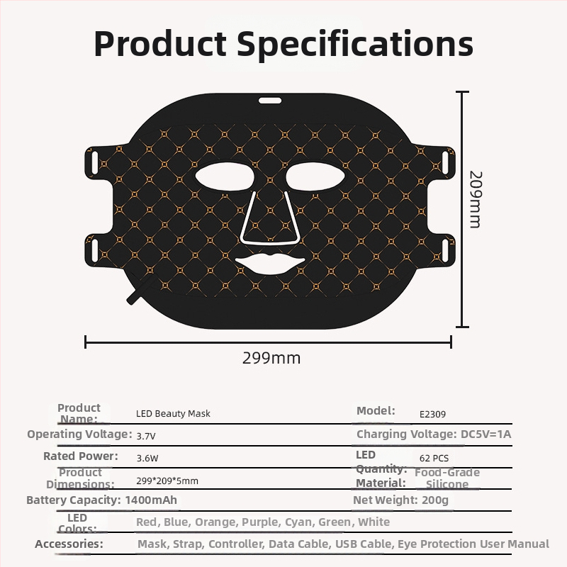 Fotono atnaujinimo veidojimo kaukė – namų LED šviesos terapijos kaukė su spektrometru, 3 lygiai, 2024 m. leidimas