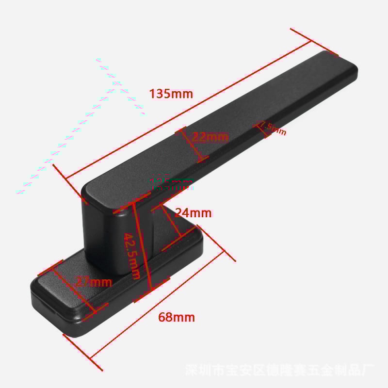 Mâner din aluminiu pentru uși și ferestre, ax pătrat, funcționare silențioasă, model Broken Bridge, stil modern minimalist