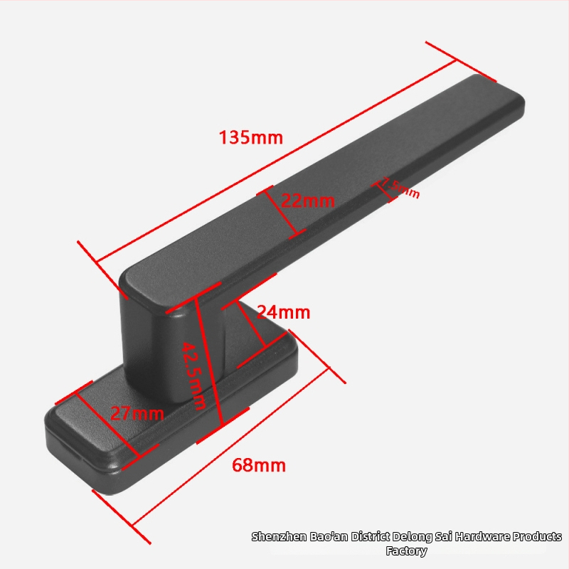 Mâner din aluminiu pentru uși și ferestre, ax pătrat, funcționare silențioasă, model Broken Bridge, stil modern minimalist