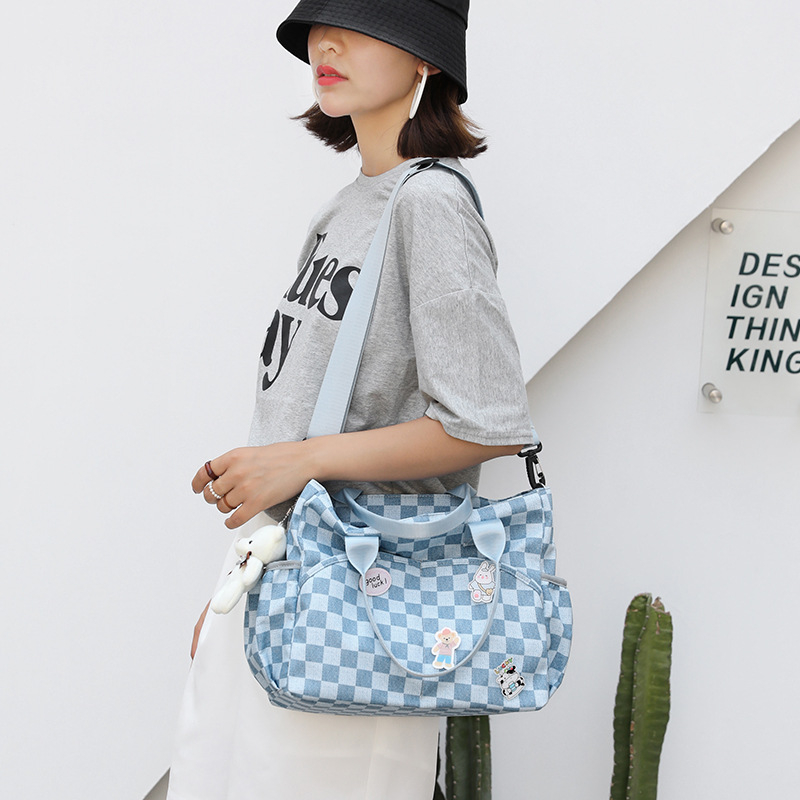 Geantă pentru mamă și bebelu cu capacitate mare, din nylon, compartiment uscat–umed, buzunar pentru sticle, compatibilă cu căruciorul, curea curbată