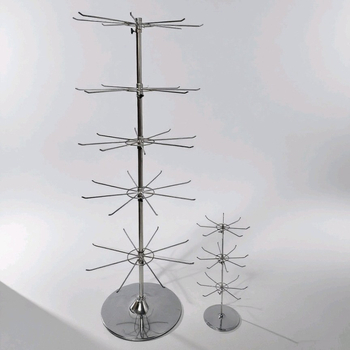 Okretni stalak za nakit, trostruka kružna baza, podesiva, metalna elektroplatirana konstrukcija