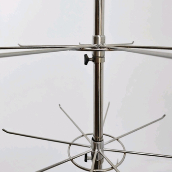 Okretni stalak za nakit, trostruka kružna baza, podesiva, metalna elektroplatirana konstrukcija