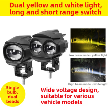 Motocyklový reflektor s dvojitým objektívom, LED 20W, 12-80V, 3000-4000 lm, IP68