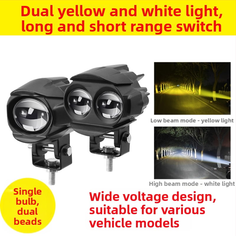 Motocyklový reflektor s dvojitým objektívom, LED 20W, 12-80V, 3000-4000 lm, IP68