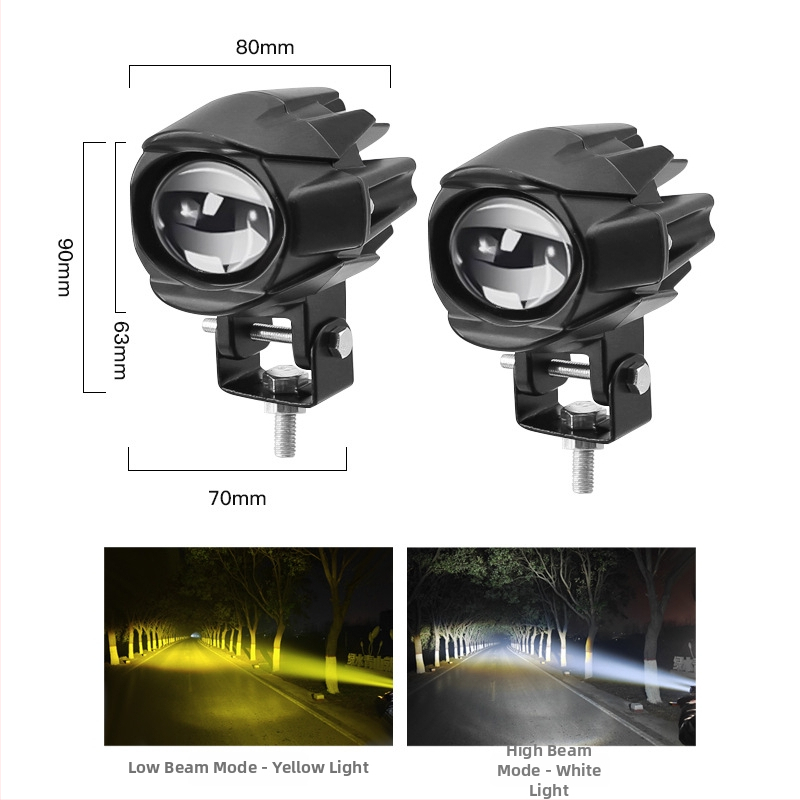 Motocyklový reflektor s dvojitým objektívom, LED 20W, 12-80V, 3000-4000 lm, IP68