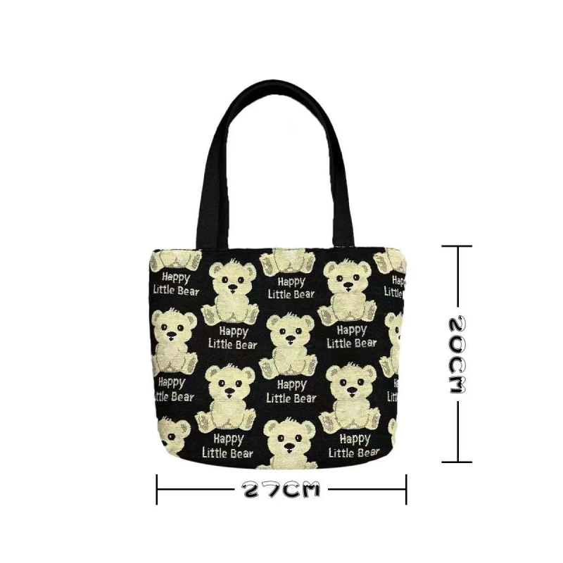 Geantă din pânză pentru femei — stil neutru, formă orizontală pătrată, închidere cu fermoar, buzunar interior cu fermoar, căptușeală din pânză