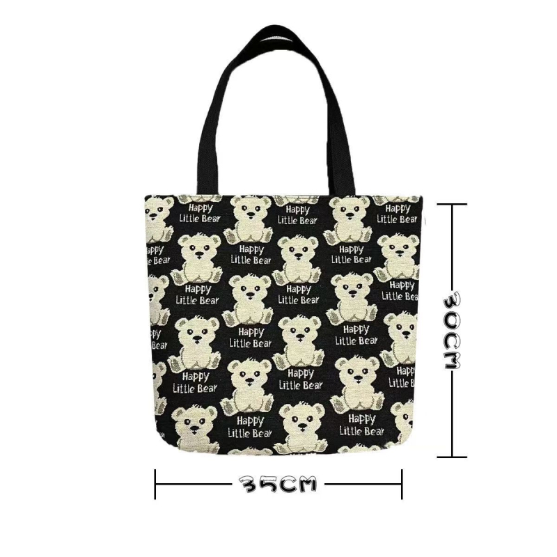 Geantă din pânză pentru femei — stil neutru, formă orizontală pătrată, închidere cu fermoar, buzunar interior cu fermoar, căptușeală din pânză