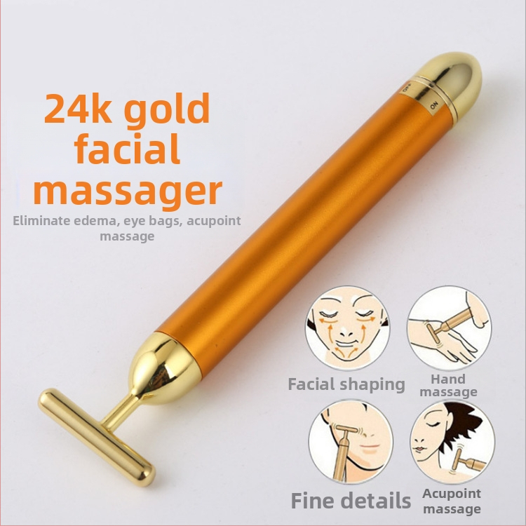 V formos veido masažuoklis su vibracija, elektrinė grožio priemonė su elektroplatinātu korpusu, modelis 2028