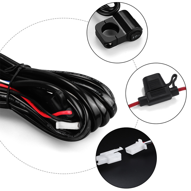 Motocikl LED reflektor žični set s prekidačem za treću brzinu (12V, 4A, IP67, LED, vijek trajanja 30000 h)