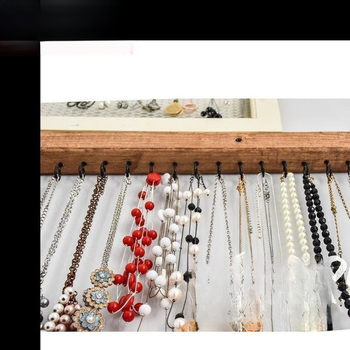 Raft de afișaj pentru bijuterii montat pe perete, metalic, stil artistic, nivel unic pentru coliere și cercei