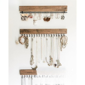 Raft de afișaj pentru bijuterii montat pe perete, metalic, stil artistic, nivel unic pentru coliere și cercei