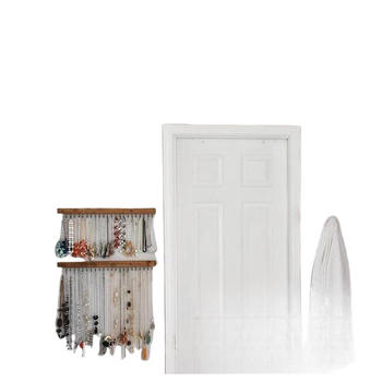 Raft de afișaj pentru bijuterii montat pe perete, metalic, stil artistic, nivel unic pentru coliere și cercei