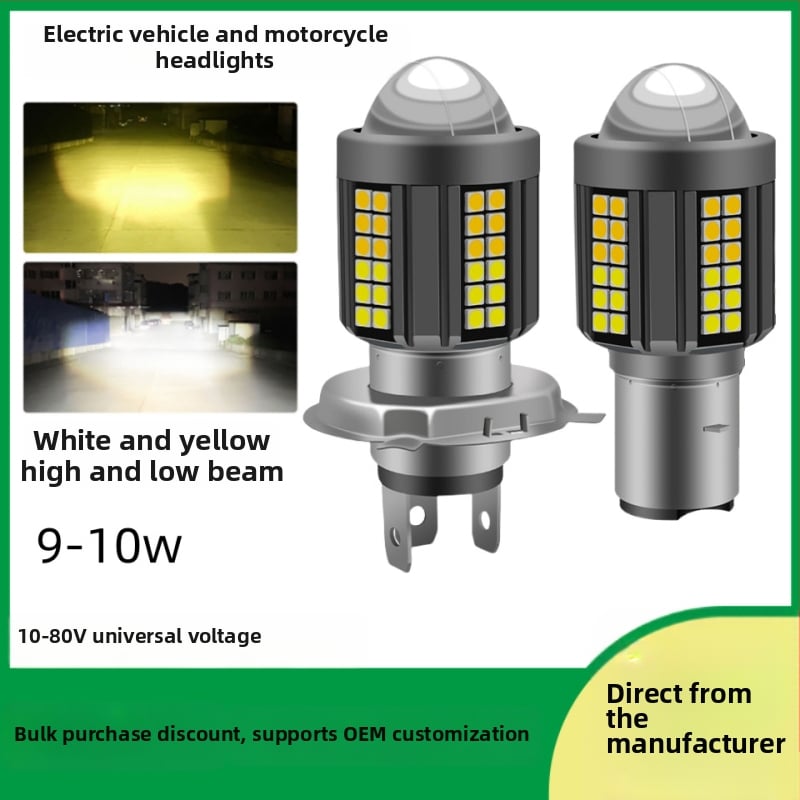 LED predné svetlo na motorku H4 s fisheye šošovkou, IP67, 12V, 9W, 1200lm