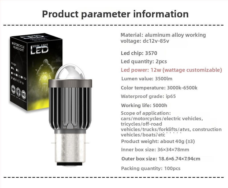 Motorkerékpár LED-fényszóró fish-eye lencsével, H4–H6, távoli és közeli fény