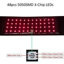 48 LED-diódák, 660/850 nm kettős hullámhosszal, távoli infravörös, 10W USB csuklópánt vörös fény terápiához