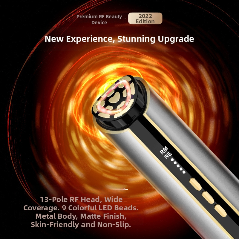 RF kozmetički uređaj s EMS mikrostrujom i fotonskom svjetlosnom terapijom – kućna upotreba, prijenosno, ugrađena baterija 1000–1200 mAh, pomlađivanje kože, borba protiv bora, posvjetljenje, obojeno svjetlo