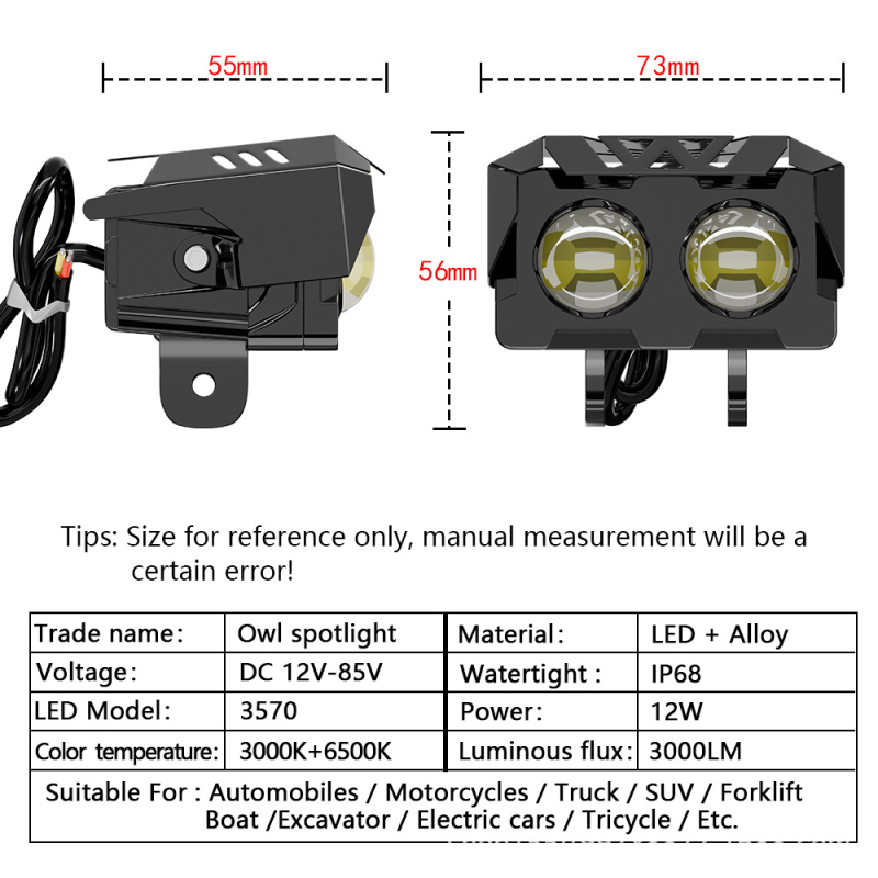 Motocikl LED far s dvije boje: bijela i žuta, Minion stil, vanjski LED far, vodootporan