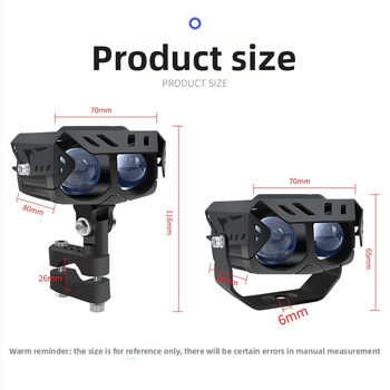 Motocyklistický LED reflektor, model L4, 50W, 12-80V, puzdro z hliníkovej zliatiny/PC, s krytom