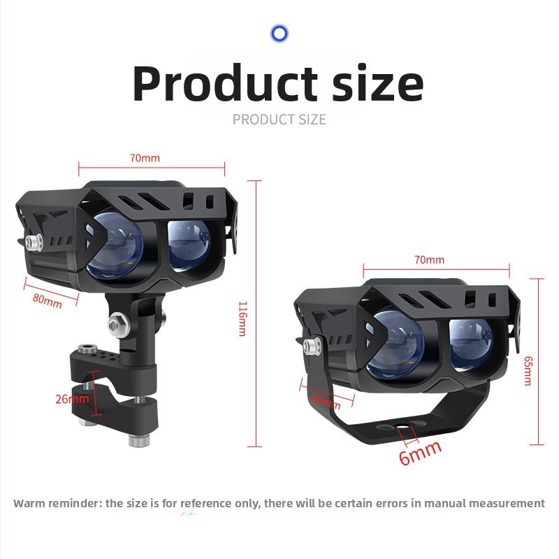 Motocyklistický LED reflektor, model L4, 50W, 12-80V, puzdro z hliníkovej zliatiny/PC, s krytom