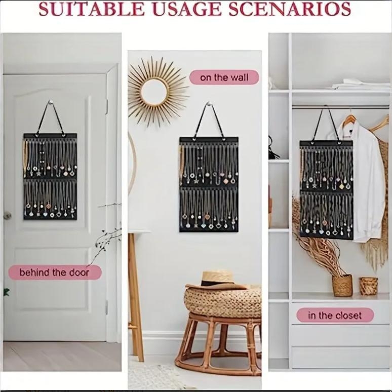 Torba za pohranu nakita — filc i koža, zidni vješalica, dvostruki organizator, višenamjenska i prenosna