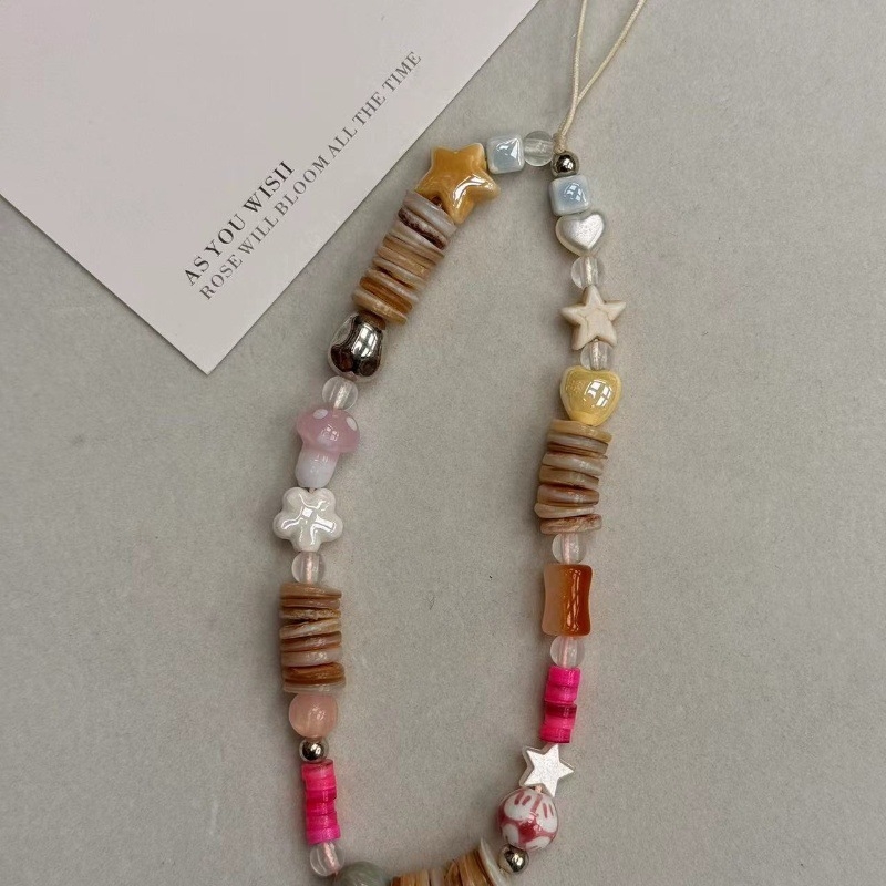 Kamera narukvica s perlama, najlonsko uže, keramijski geometrijski privjesak, ručno izrađeno, plastična kopča