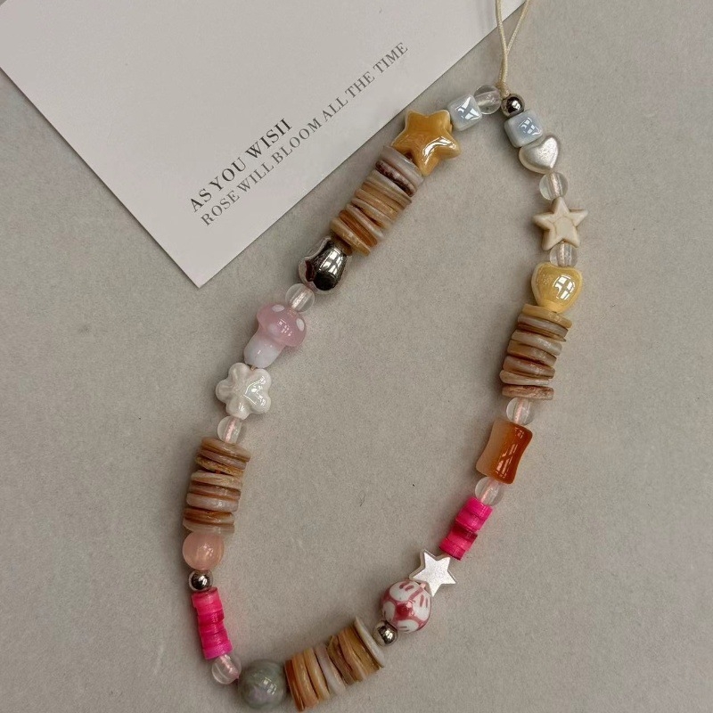 Kamera narukvica s perlama, najlonsko uže, keramijski geometrijski privjesak, ručno izrađeno, plastična kopča