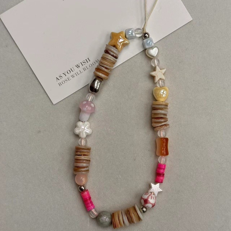 Kamera narukvica s perlama, najlonsko uže, keramijski geometrijski privjesak, ručno izrađeno, plastična kopča