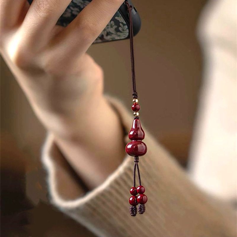 Ručni pleteni cinnabar privjesak za telefon, u obliku tikve, za žene, dekorativni dodatak