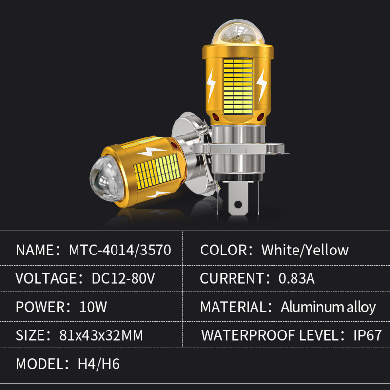 Φανάρι LED για αυτοκ'ίνητο και μοτοσικλέτα, 10W, 9-80V, IP67, αλουμινένιο περίβλημα, LED 3570+3030, συμβατό με H4/BA20D/P15D