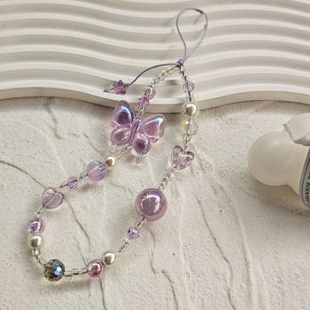 Lanac za mobitel i kameru od perlica s motivom leptira — ručna izrada, originalan dizajn Woo Handicrafts