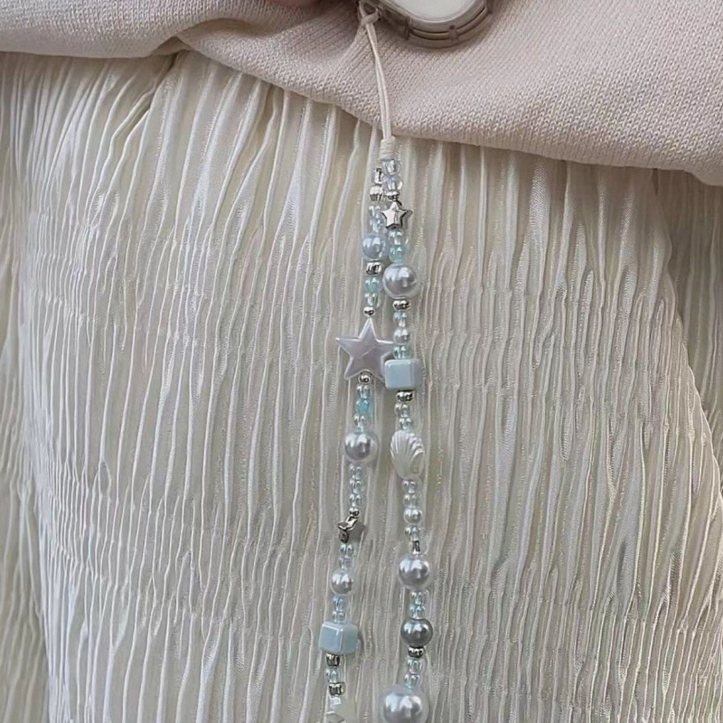 Lančić za mobitel od visokoelastične pamučne uzice s metalnom kopčom; bez dodatne opreme, bez logotipa