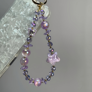 Lančić za mobitel, ručna izrada, umjetni kristali, PVC užet, metalna kopča