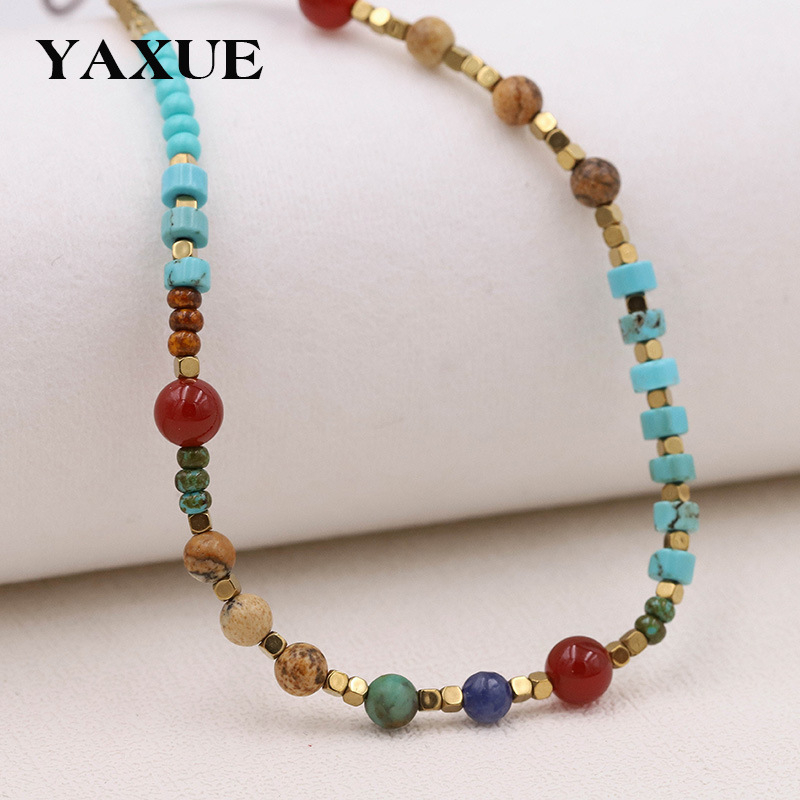 Privjesak za mobitel s prirodnim kamenim perlama, retro etnički stil, ručno izrađeno, Yaxue