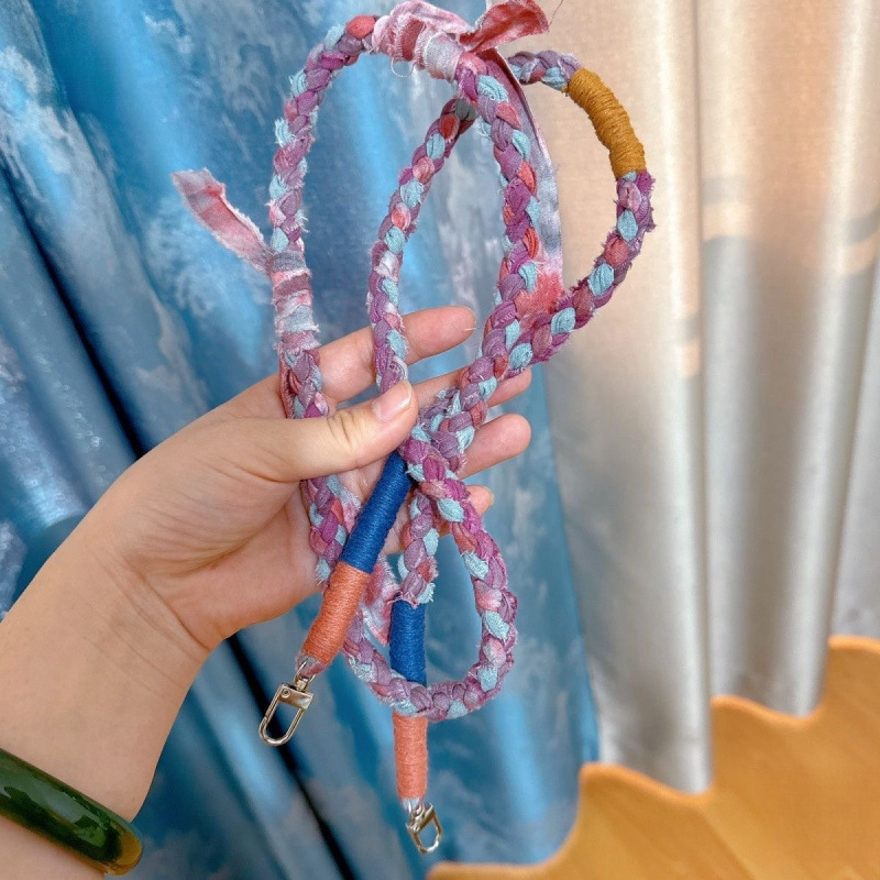 Ručni privjesak za telefon od platnene užadi – šarene trake, ručno bojenje, ručno tkanje, DIY za vrat, višestruko užadi
