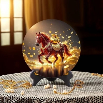 Stolni ukras s motivom konja i fotografskim okvirom – ploča od gustoće, novi kineski stil, graviranje i ispis