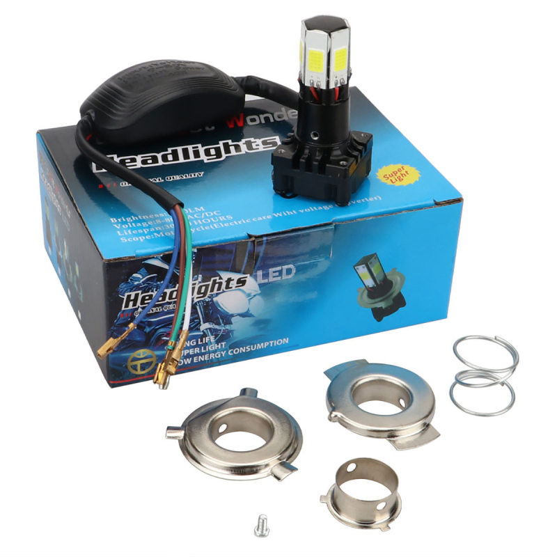 Automobilska LED svjetla H4 s integriranim visokim i niskim snopom, aluminijsko kućište, 12V, vodootporno, vijek trajanja 50000h, model motor157