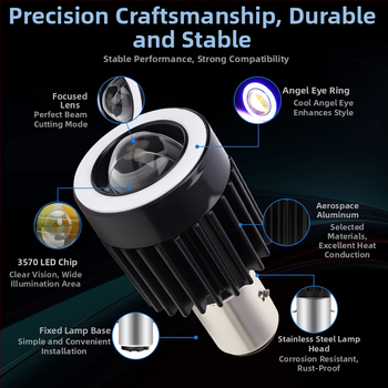 Motocykla LED reflektor s objektívom, hliníkové telo, 12V, IP67, model Motor308