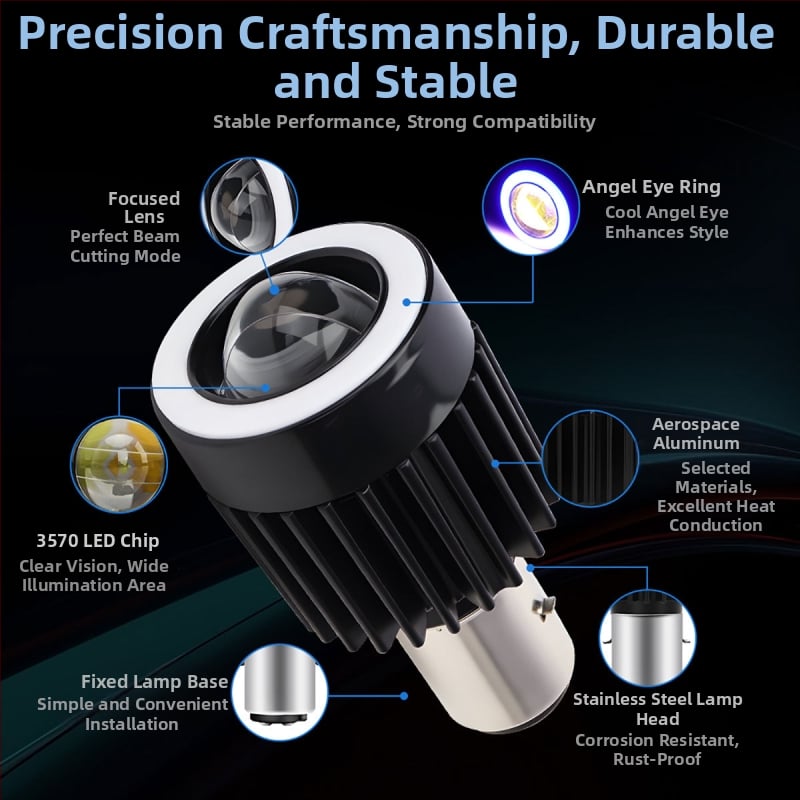 Motocykla LED reflektor s objektívom, hliníkové telo, 12V, IP67, model Motor308