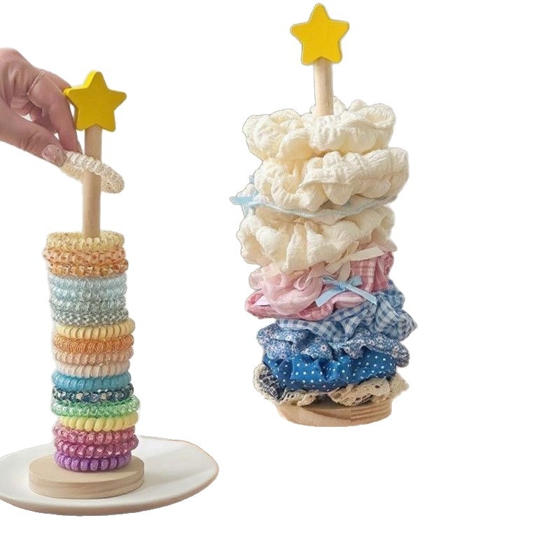 Drveni stalak za nakit – podni stalak za dodatke za kosu, stolna izložba, 1 etaža, moderan minimalistički stil